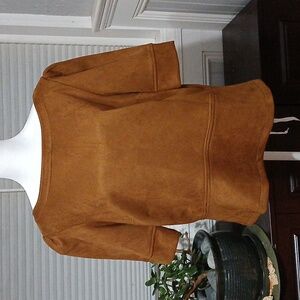 Ann Taylor Warm Brown Suede-Like Top